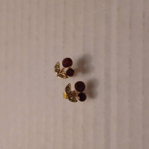 4/$30 Cherry with Red Gems & Rhinestones Earrings - Picture 2 of 5